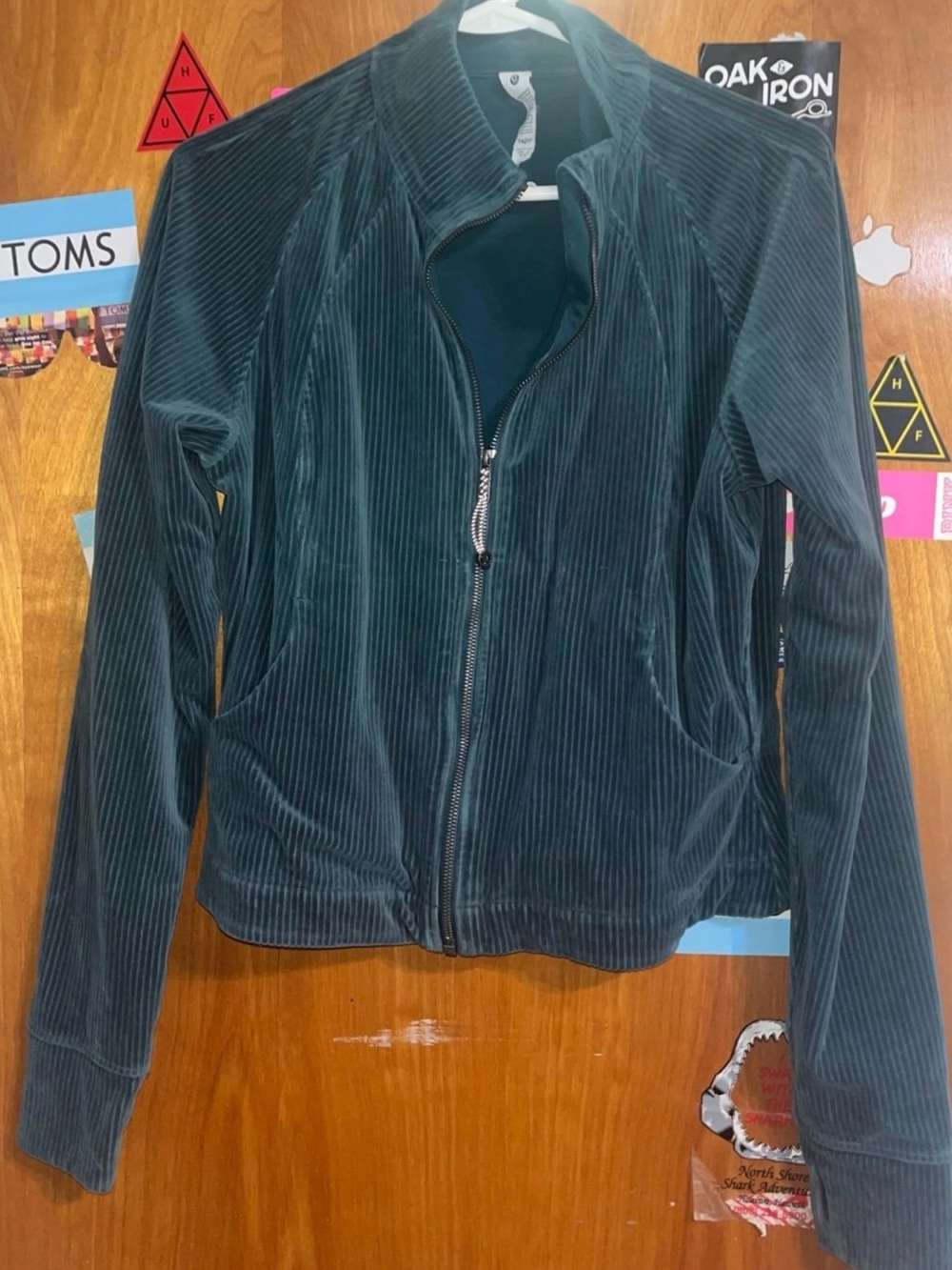 lululemon athletica Deep Teal Corduroy Zip Bomber Jacket - Rare!